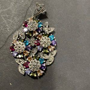 Gorgeous marcasite/semiprecious gemstone  pendant